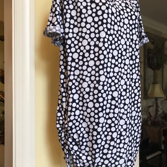C Est 1946 navy with white polka dots tunic style top or short dress Sz large - Picture 11 of 11